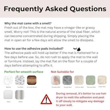 Furrther Sisal Cat Scratcher Mat (Use on Wall, Couch and Carpet), Durable and Shedding-Resistant Cat Scratching Surface - 21.7x13 inch with Adhesive Pads and Twist Pins (Monalisa and The Cat)