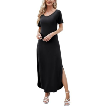 HUSKARY Women's Stylish Maxi Dress with Pockets