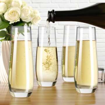 Elegant PARACITY Stemless Champagne Flutes Set of 4