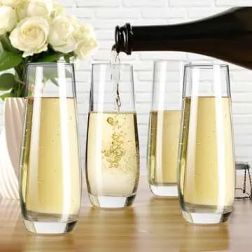 Elegant PARACITY Stemless Champagne Flutes Set of 4