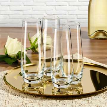 Elegant PARACITY Stemless Champagne Flutes Set of 4