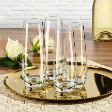 Elegant PARACITY Stemless Champagne Flutes Set of 4