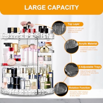 MISERWE 360° Rotating Large Capacity Makeup Organizer