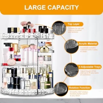 MISERWE 360° Rotating Large Capacity Makeup Organizer