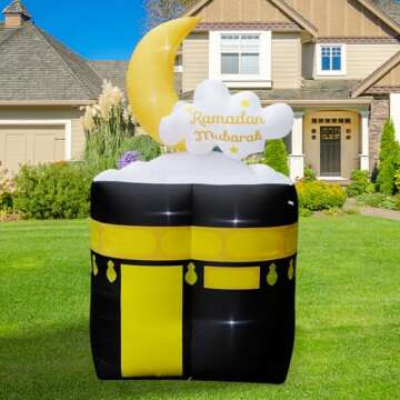 6.4FT Inflatable Ramadan Crescent Moon Decorations, Blow Up Islamic Eid Decor, Eid Mubarak Muslim Ho...