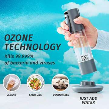 Homedics Ozone Clean 3-in-1 Multipurpose Cleaner – Chemical-Free Surface Disinfectant Spray, Super...