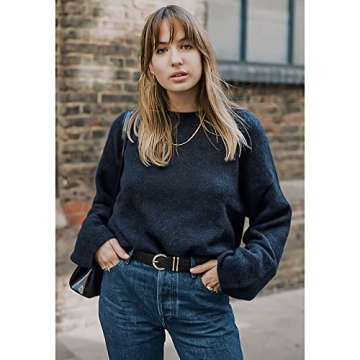 XZQTIVE Women's Leather Belts Gold Buckle 3 Pack