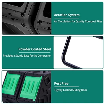 YITAHOME 37 Gallon Dual Chamber Compost Bin with Tumbling Design