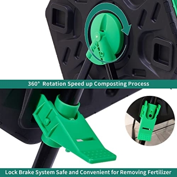 YITAHOME 37 Gallon Dual Chamber Compost Bin with Tumbling Design