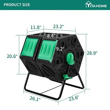YITAHOME 37 Gallon Dual Chamber Compost Bin with Tumbling Design