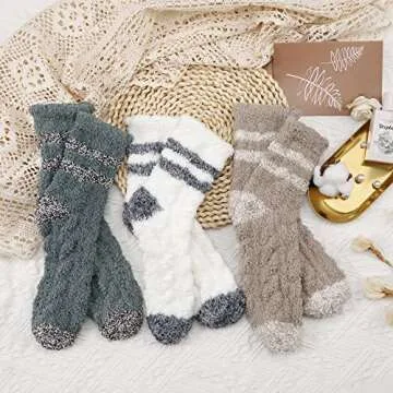Trifabricy Fuzzy Socks for Women - 3 Pairs Fluffy Socks Women, Cozy Socks Slipper Socks for Women, W...