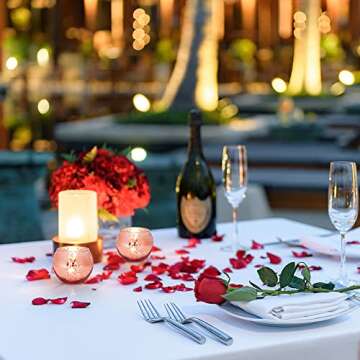 Volens Round Rose Gold Votive Candle Holders, Mercury Glass Tealight Candle Holder Set of 12