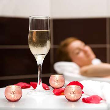 Volens Round Rose Gold Votive Candle Holders, Mercury Glass Tealight Candle Holder Set of 12