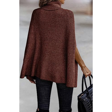 KIRUNDO Women’s Stylish Turtleneck Poncho Sweater for All Occasions