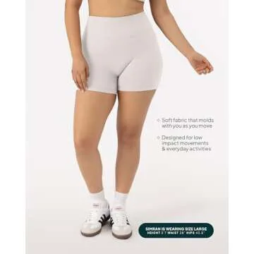 PAVOI ACTIVE Sculpting Shorts | High Waisted Butt Shaping 4" Women's Biker Low Impact Shorts | FlexFlow | X-Small, Moon