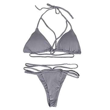 Stylish QINSEN Women's Sexy Braid Halter Bikini Set