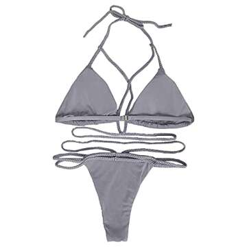 Stylish QINSEN Women's Sexy Braid Halter Bikini Set