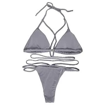 Stylish QINSEN Women's Sexy Braid Halter Bikini Set