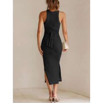 ANRABESS Womens Summer Formal Wedding Guest Dress Sexy Cutout Bodycon Slit Date Night Out Cocktail Dresses Resort Wear Black Large