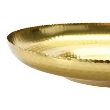 Elegant 12" Hammered Metal Tray with Brass Finish