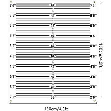 Zliisang 4.3 x 4.9ft Mugshot Backdrop for Photoshoot Arrested Height Photography Background Photo Booth Props Backdrop Murder Mystery Party Decorations Mugshot Signs for Birthday Bachelorette Party