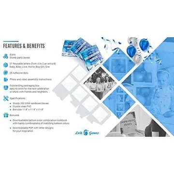 Transparent Balloon Boxes With 27 Letters - Baby Shower Decorations For Baby Boy Or Girl - 1st Birthday, Bridal Shower, Gender Reveal Party Decoration Balloon Box - Reusable Favors In Giftbox