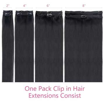 Nvnvdij Straight Clip in Hair Extensions Human Hair 8pcs Per Set with 18Clips Double Weft Brazilian Virgin Human Hair Natural Black Color For Women (22 Inch, Straight Hair)