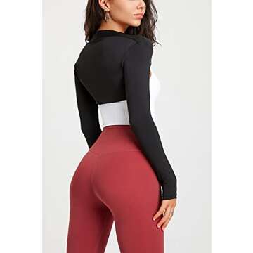 KAMISSY Women Workout Long Sleeve Bolero Shrug Crop Top with Thumb Hole Slim Athletic Open Front Cropped Cardigan Shrug Shirt Black