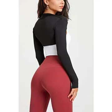 KAMISSY Women Workout Long Sleeve Bolero Shrug Crop Top with Thumb Hole Slim Athletic Open Front Cropped Cardigan Shrug Shirt Black