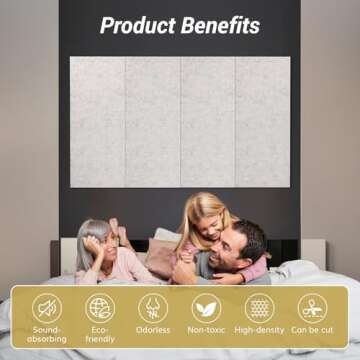 TONOR 8PCS Acoustic Panels, 47.2″ x 23.6″ x 0.35″, Full Self-Adhesive Soundproof Wall Panels, Sound Absorbing Panels for Noise and Echo Reduction, Acoustic Treatment for Studio, Home, Office, Black