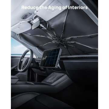 HALOBLK Reinforced Triple-Coated Windshield Sunshade Umbrella of The NASA Voyager-2 Mission Edition Designed for All Tesla Model Y Model 3 (2025 2024 2023 2022 2021)