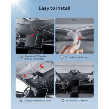 HALOBLK Reinforced Triple-Coated Windshield Sunshade Umbrella of The NASA Voyager-2 Mission Edition Designed for All Tesla Model Y Model 3 (2025 2024 2023 2022 2021)