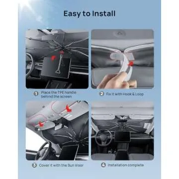 HALOBLK Reinforced Triple-Coated Windshield Sunshade Umbrella of The NASA Voyager-2 Mission Edition Designed for All Tesla Model Y Model 3 (2025 2024 2023 2022 2021)