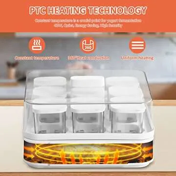 LynTorin Yogurt Maker with 9 Glass Jars for Organic Yogurt