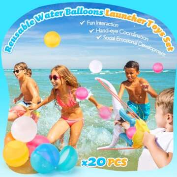 hahaland Reusable Water Balloons with Launcher - 20 PCS for Summer Outdoor Activities