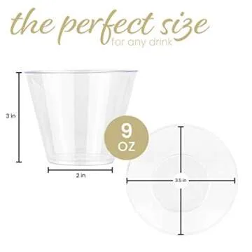 PLASTICPRO 9 oz Crystal Clear Plastic Party Tumblers - 100 Count