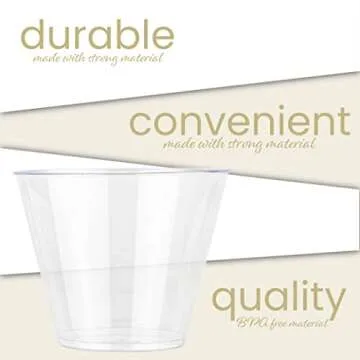 Stylish 9 oz Disposable Plastic Party Cups - 100 Count
