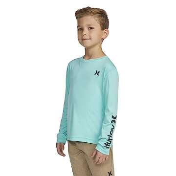 Hurley boys Long Sleeve Rash Guard T Shirt, Tropical Twist, Large