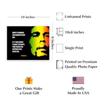 Bob Marley - Search for Happiness Inspirational Wall Art Print - Vintage Silhouette Decor for Home, ...