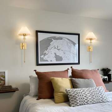 TYhogar 2 Pack Battery Operated Wall Sconce Wall Lights Dimmable Wireless Wall Lamp, Rechargeable Wall Sconces Light Fixture for Bedroom Living Room,Bulb Included