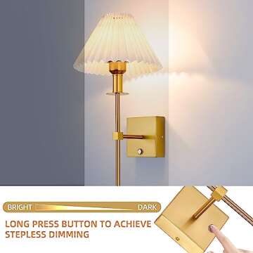 TYhogar 2 Pack Battery Operated Wall Sconce Wall Lights Dimmable Wireless Wall Lamp, Rechargeable Wall Sconces Light Fixture for Bedroom Living Room,Bulb Included