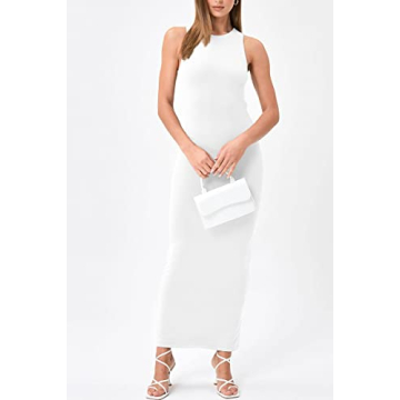 LILLUSORY White Maxi Beach Dress Sleeveless Backless Bodycon