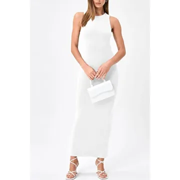 LILLUSORY White Maxi Beach Dress Sleeveless Backless Bodycon