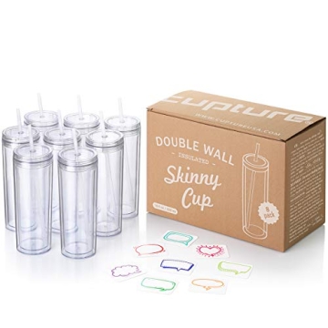Cupture Skinny Acrylic Tumblers - 18 oz, 8 Pack