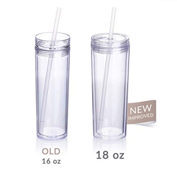 Cupture Skinny Acrylic Tumblers - 18 oz, 8 Pack
