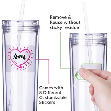 Cupture Skinny Acrylic Tumblers - 18 oz, 8 Pack