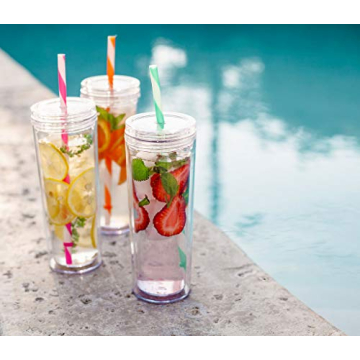 Cupture Skinny Acrylic Tumblers - 18 oz, 8 Pack
