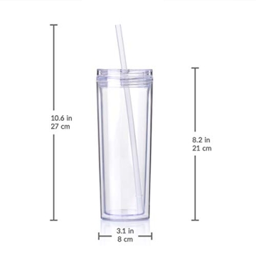 Cupture Skinny Acrylic Tumblers - 18 oz, 8 Pack