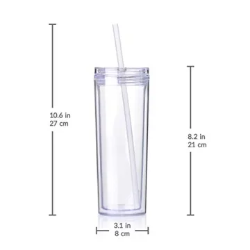 Cupture Skinny Acrylic Tumblers - 18 oz, 8 Pack