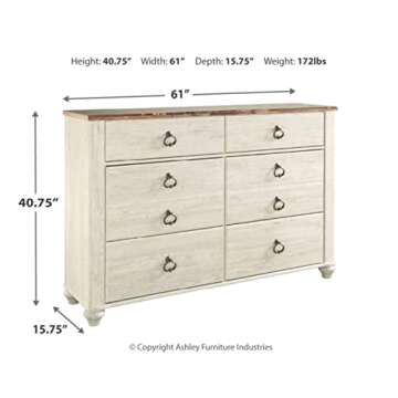 Willowton Coastal Cottage Dresser - Six Drawer Whitewash